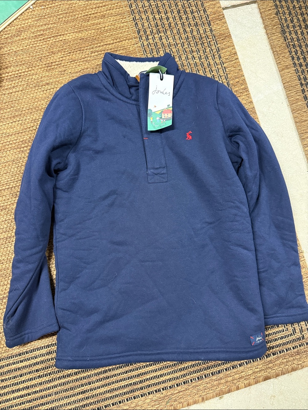 Joules Navy Half-Zip Pullover with Red Logo Accent